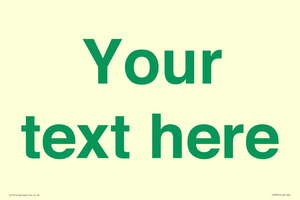 IV7875: Custom blank information sign. Green text, plain background