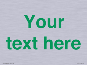 IV7875: Custom blank information sign. Green text, plain background
