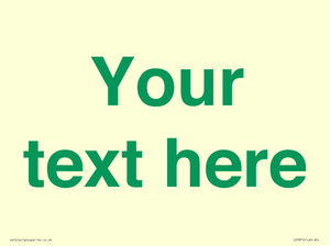 IV7875: Custom blank information sign. Green text, plain background