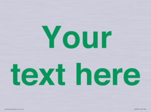 IV7875: Custom blank information sign. Green text, plain background