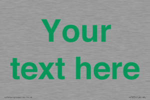 IV7875: Custom blank information sign. Green text, plain background