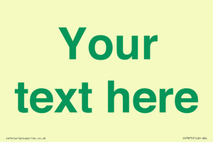 IV7875: Custom blank information sign. Green text, plain background