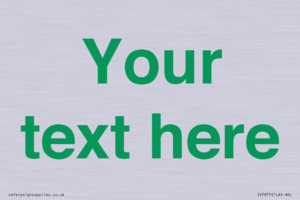 IV7875: Custom blank information sign. Green text, plain background