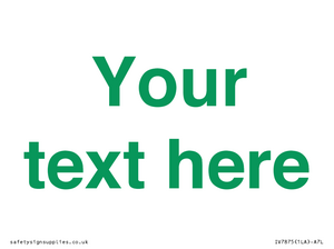 IV7875: Custom blank information sign. Green text, plain background