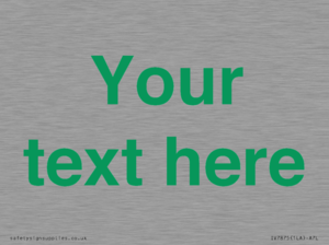 IV7875: Custom blank information sign. Green text, plain background