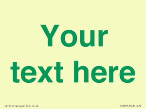 IV7875: Custom blank information sign. Green text, plain background
