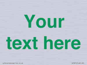 IV7875: Custom blank information sign. Green text, plain background