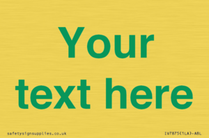 IV7875: Custom blank information sign. Green text, plain background