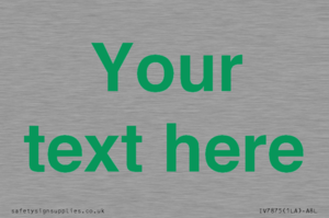 IV7875: Custom blank information sign. Green text, plain background