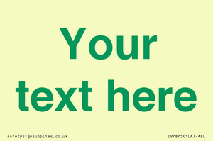 IV7875: Custom blank information sign. Green text, plain background