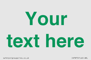 IV7875: Custom blank information sign. Green text, plain background