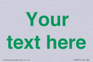 IV7875: Custom blank information sign. Green text, plain background