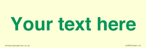 IV7875: Custom blank information sign. Green text, plain background