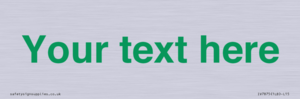 IV7875: Custom blank information sign. Green text, plain background