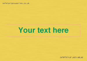 IV7875: Custom blank information sign. Green text, plain background