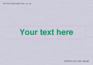 IV7875: Custom blank information sign. Green text, plain background