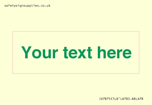 IV7875: Custom blank information sign. Green text, plain background