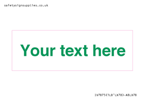 IV7875: Custom blank information sign. Green text, plain background
