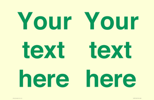 IV7875: Custom blank information sign. Green text, plain background