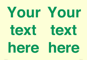 IV7875: Custom blank information sign. Green text, plain background
