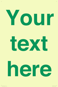 IV7875: Custom blank information sign. Green text, plain background