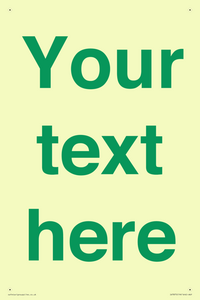 IV7875: Custom blank information sign. Green text, plain background