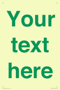 IV7875: Custom blank information sign. Green text, plain background