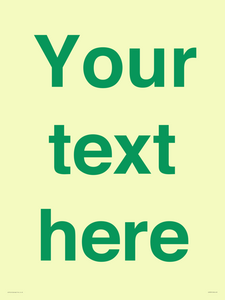IV7875: Custom blank information sign. Green text, plain background