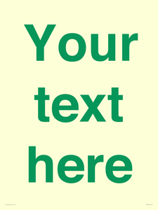 IV7875: Custom blank information sign. Green text, plain background