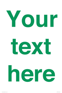 IV7875: Custom blank information sign. Green text, plain background