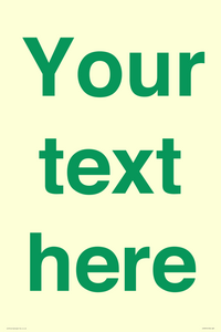 IV7875: Custom blank information sign. Green text, plain background
