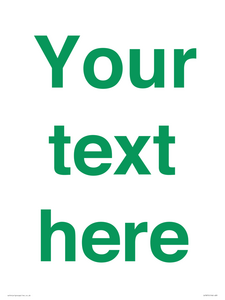 IV7875: Custom blank information sign. Green text, plain background