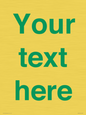 IV7875: Custom blank information sign. Green text, plain background