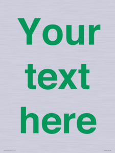 IV7875: Custom blank information sign. Green text, plain background