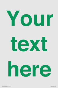 IV7875: Custom blank information sign. Green text, plain background