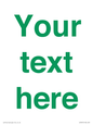 IV7875: Custom blank information sign. Green text, plain background