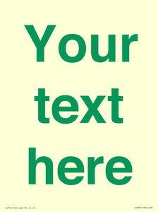 IV7875: Custom blank information sign. Green text, plain background