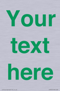 IV7875: Custom blank information sign. Green text, plain background