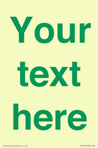 IV7875: Custom blank information sign. Green text, plain background