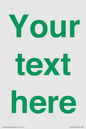 IV7875: Custom blank information sign. Green text, plain background