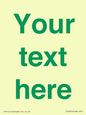 IV7875: Custom blank information sign. Green text, plain background