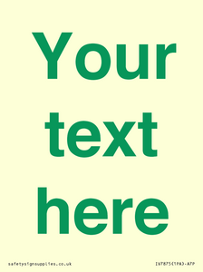 IV7875: Custom blank information sign. Green text, plain background