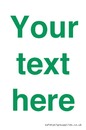 IV7875: Custom blank information sign. Green text, plain background