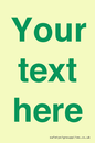 IV7875: Custom blank information sign. Green text, plain background