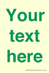 IV7875: Custom blank information sign. Green text, plain background