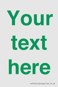 IV7875: Custom blank information sign. Green text, plain background