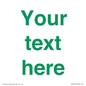 IV7875: Custom blank information sign. Green text, plain background