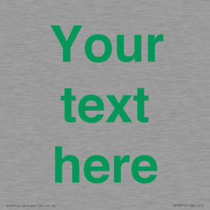 IV7875: Custom blank information sign. Green text, plain background