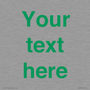 IV7875: Custom blank information sign. Green text, plain background