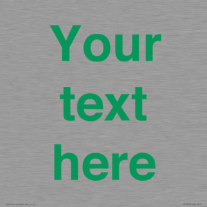 IV7875: Custom blank information sign. Green text, plain background